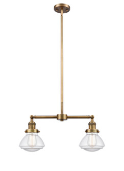 Franklin Restoration Two Light Island Pendant in Brushed Brass (405|209-BB-G322)