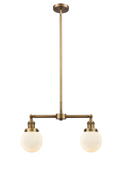 Franklin Restoration Two Light Island Pendant in Brushed Brass (405|209-BB-G201-6)