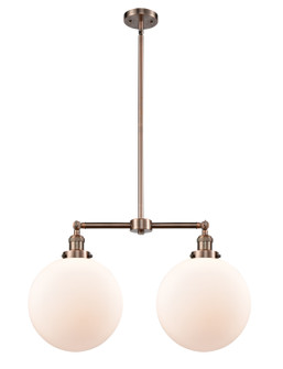 Franklin Restoration Two Light Island Pendant in Antique Copper (405|209-AC-G201-12)