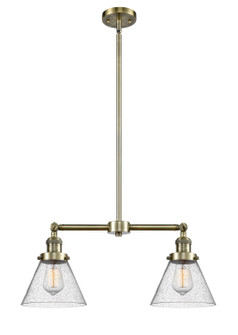 Franklin Restoration Two Light Island Pendant in Antique Brass (405|209-AB-G44)