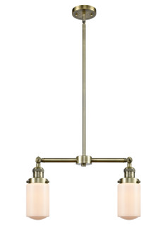 Franklin Restoration Two Light Island Pendant in Antique Brass (405|209-AB-G311)