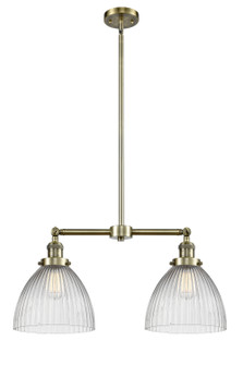 Franklin Restoration Two Light Island Pendant in Antique Brass (405|209-AB-G222)