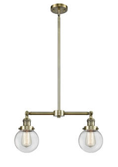 Franklin Restoration Two Light Island Pendant in Antique Brass (405|209-AB-G202-6)