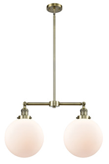 Franklin Restoration Two Light Island Pendant in Antique Brass (405|209-AB-G201-10)