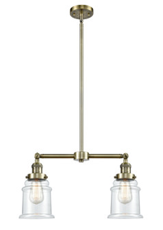 Franklin Restoration Two Light Island Pendant in Antique Brass (405|209-AB-G182)