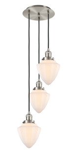 Franklin Restoration Three Light Pendant in Brushed Satin Nickel (405|113F-3P-SN-G661-7)