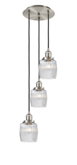 Franklin Restoration Three Light Pendant in Brushed Satin Nickel (405|113F-3P-SN-G302)