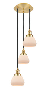 Franklin Restoration Three Light Pendant in Satin Gold (405|113F-3P-SG-G171)