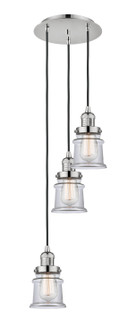 Franklin Restoration Three Light Pendant in Polished Nickel (405|113F-3P-PN-G182S)
