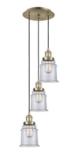 Franklin Restoration Three Light Pendant in Antique Brass (405|113F-3P-AB-G182)