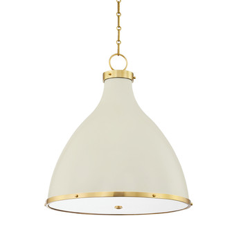 Painted No. 3 Three Light Pendant in Aged Brass/Off White (70|MDS362-AGB/OW)
