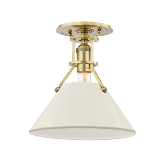 Painted No.2 One Light Semi Flush Mount in Aged Brass/Off White (70|MDS353-AGB/OW)