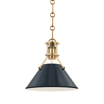 Painted No.2 One Light Pendant in Aged Brass/Darkest Blue (70|MDS351-AGB/DBL)