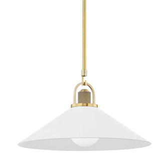 Syosset One Light Pendant in Aged Brass/Soft Off White (70|2620-AGB/WH)