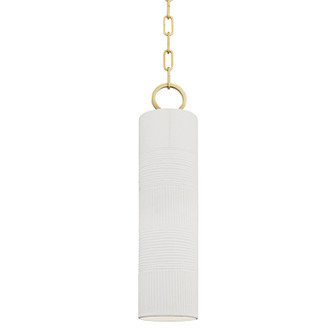 Brookville One Light Pendant in Aged Brass/Soft Off White (70|2384-AGB/WH)