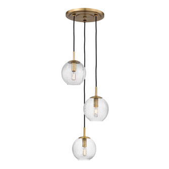 Rousseau Three Light Pendant in Aged Brass (70|2033-AGB-CL)