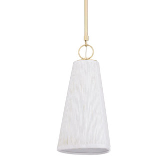 Dryden One Light Pendant in Aged Brass/Ceramic Stria Ivory (70|1620-AGB/CSV)