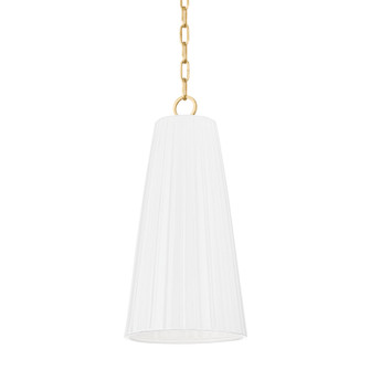 Treman One Light Pendant in Aged Brass/Ceramic Gloss White (70|1617-AGB/CGW)
