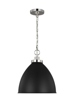 Wellfleet One Light Pendant in Midnight Black and Polished Nickel (454|CP1291MBKPN)
