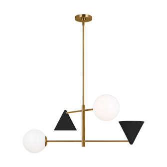 Cosmo Four Light Chandelier in Midnight Black and Burnished Brass (454|AEC1104MBKBBS)