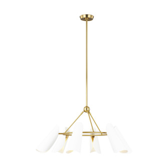 Tresa Six Light Chandelier in Matte White and Burnished Brass (454|AEC1036BBSMWT)