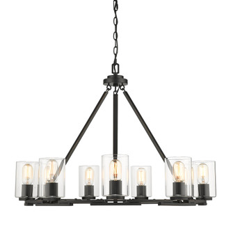 Monroe Nine Light Chandelier in Matte Black with Gold Highlights (62|7041-9 BLK-CLR)