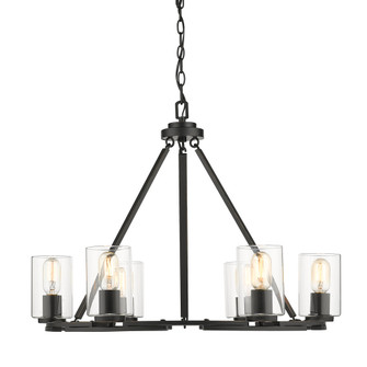 Monroe Six Light Chandelier in Matte Black with Gold Highlights (62|7041-6 BLK-CLR)