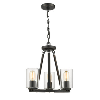 Monroe Three Light Chandelier in Matte Black with Gold Highlights (62|7041-3 BLK-CLR)