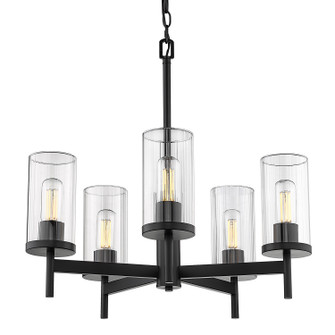 Winslett Five Light Chandelier in Matte Black (62|7011-5 BLK-CLR)