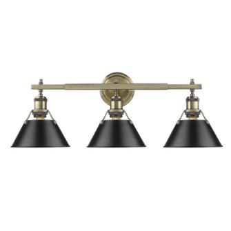 Orwell Three Light Bath Vanity in Aged Brass (62|3306-BA3 AB-BLK)