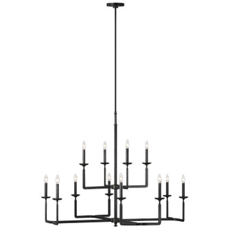 Ansley 12 Light Chandelier in Aged Iron (1|F3290/12AI)