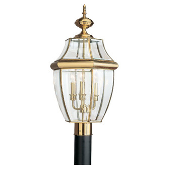 Lancaster Three Light Outdoor Post Lantern in Polished Brass (1|8239-02)