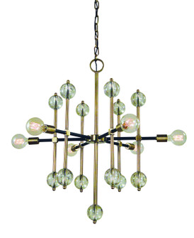 Gamma Six Light Chandelier in Antique Brass with Matte Black Accents (8|L1048 AB/MBLACK)