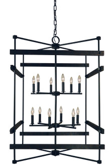 Rustic Chic 12 Light Foyer Chandelier in Matte Black (8|5278 MBLACK)