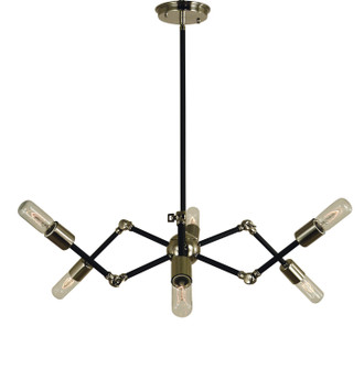 Felix Six Light Chandelier in Antique Brass with Matte Black (8|4686 AB/MBLACK)