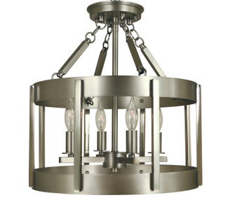 Pantheon Four Light Flush / Semi-Flush Mount in Antique Brass with Matte Black (8|4662 AB/MBLACK)