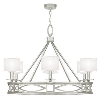 Cienfuegos Six Light Chandelier in Silver Leaf w/White Fabric Shades (48|887640-SF41)