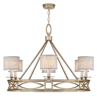Cienfuegos Six Light Chandelier in Gold Leaf w/White Fabric Shades (48|887640-SF31)