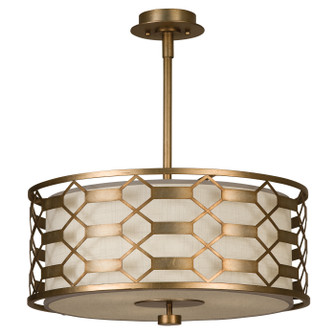 Allegretto Three Light Pendant in Gold w/White Linen Shade (48|787540-2GU)