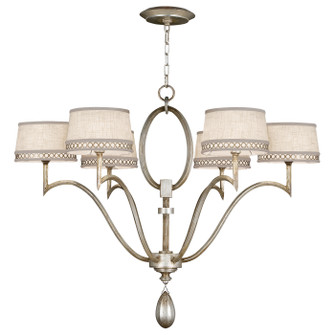 Allegretto Six Light Chandelier in Silver w/White Linen Shades (48|785840ST)