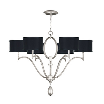 Allegretto Six Light Chandelier in Silver Leaf w/Black Fabric & Silver Inner Lining Shades (48|785840-SF42)