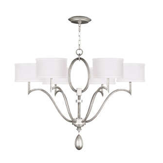 Allegretto Six Light Chandelier in Silver Leaf w/White Fabric Shades (48|785840-SF41)