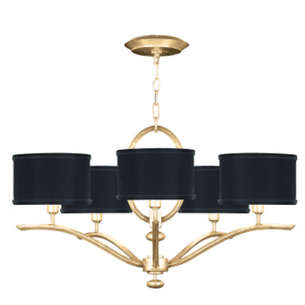 Allegretto Five Light Chandelier in Gold Leaf w/Black Fabric & Gold Inner Lining Shades (48|785440-SF34)