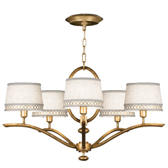 Allegretto Five Light Chandelier in Gold w/White Linen Shades (48|785440-2ST)