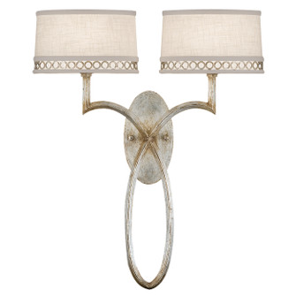 Allegretto Two Light Wall Sconce in Silver w/White Linen Shades (48|784750ST)