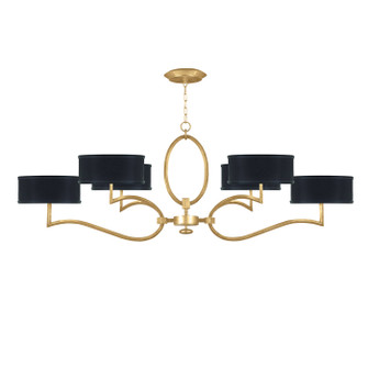 Allegretto Six Light Chandelier in Gold Leaf w/Black Fabric & Gold Inner Lining Shades (48|780040-SF34)