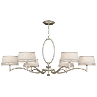 Allegretto Six Light Chandelier in Silver w/White Linen Shades (48|771740ST)
