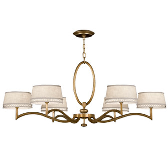Allegretto Six Light Chandelier in Gold w/White Linen Shades (48|771740-2ST)