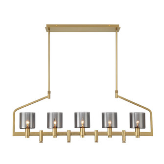 Decato Five Light Linear Chandelier in Satin Gold Paint (40|45652-011)
