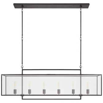 Halle Six Light Linear Pendant in Aged Iron (268|S 5195AI-CG)